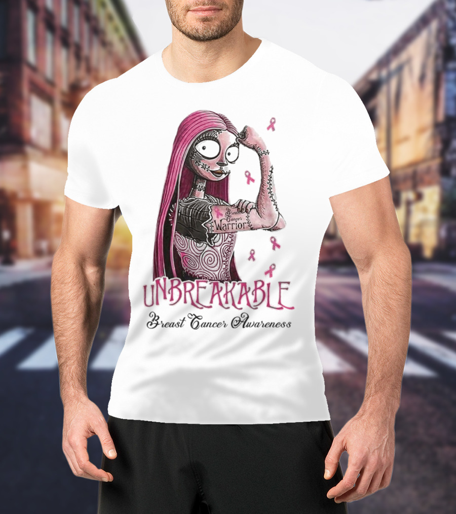 The Nightmare Before Christmas Sally Unbreakable Breast Cancer Awareness Warrior T-Shirt