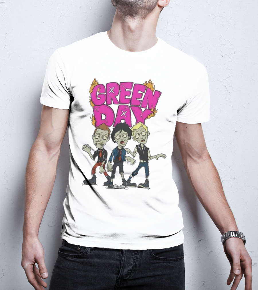 Green Day Zombie Band Cartoon Characters T-Shirt
