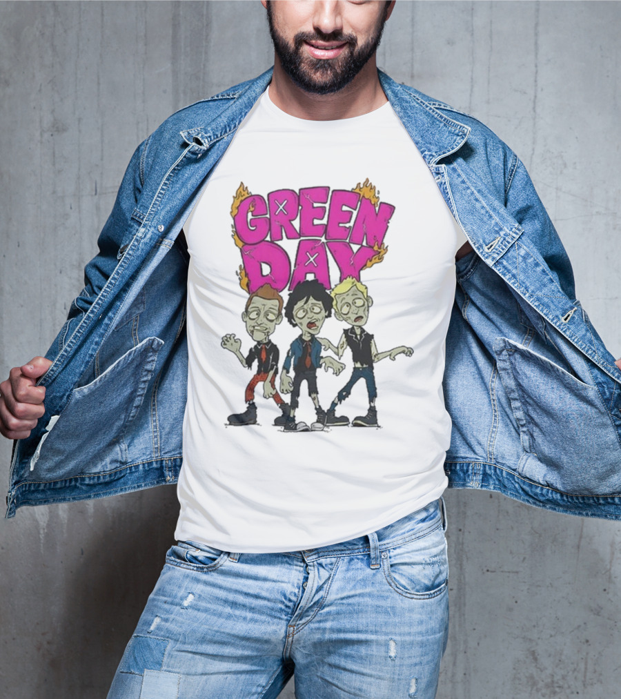 Green Day Zombie Band Cartoon Characters T-Shirt