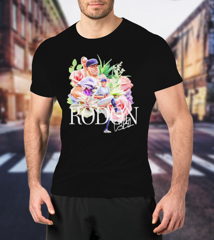 Carlos Rodón New York Yankees Floral Signature Baseball T-Shirt