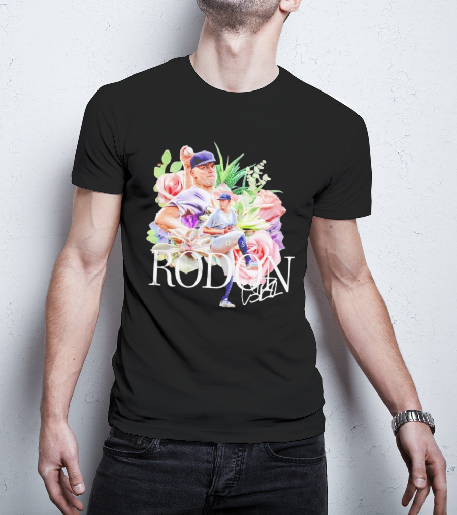 Carlos Rodón New York Yankees Floral Signature Baseball T-Shirt