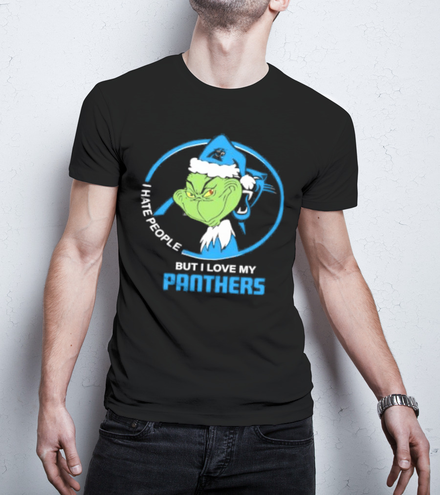 Carolina Panthers Christmas Grinch I Hate People But Love My Panthers T-Shirt