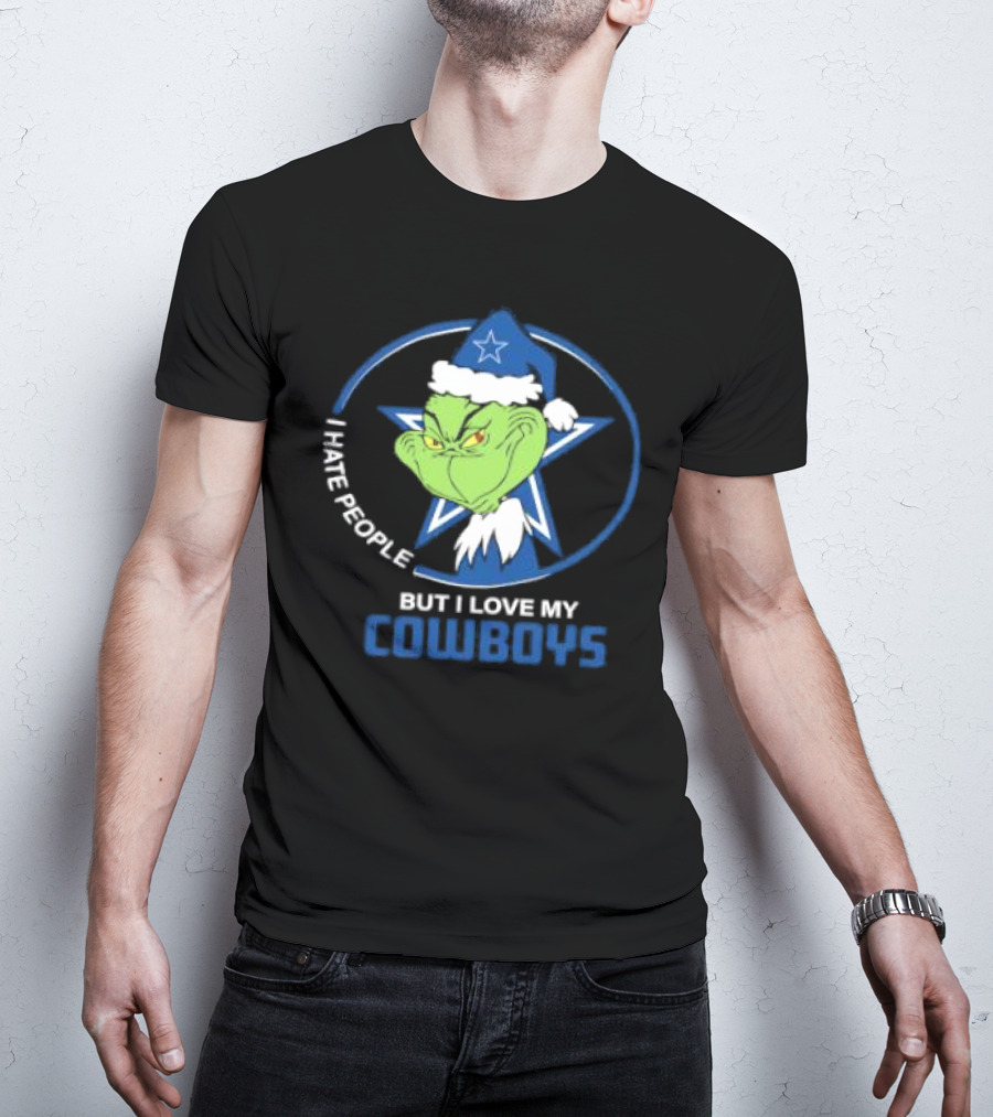 Dallas Cowboys Christmas Grinch I Hate People But I Love My Cowboys T-Shirt