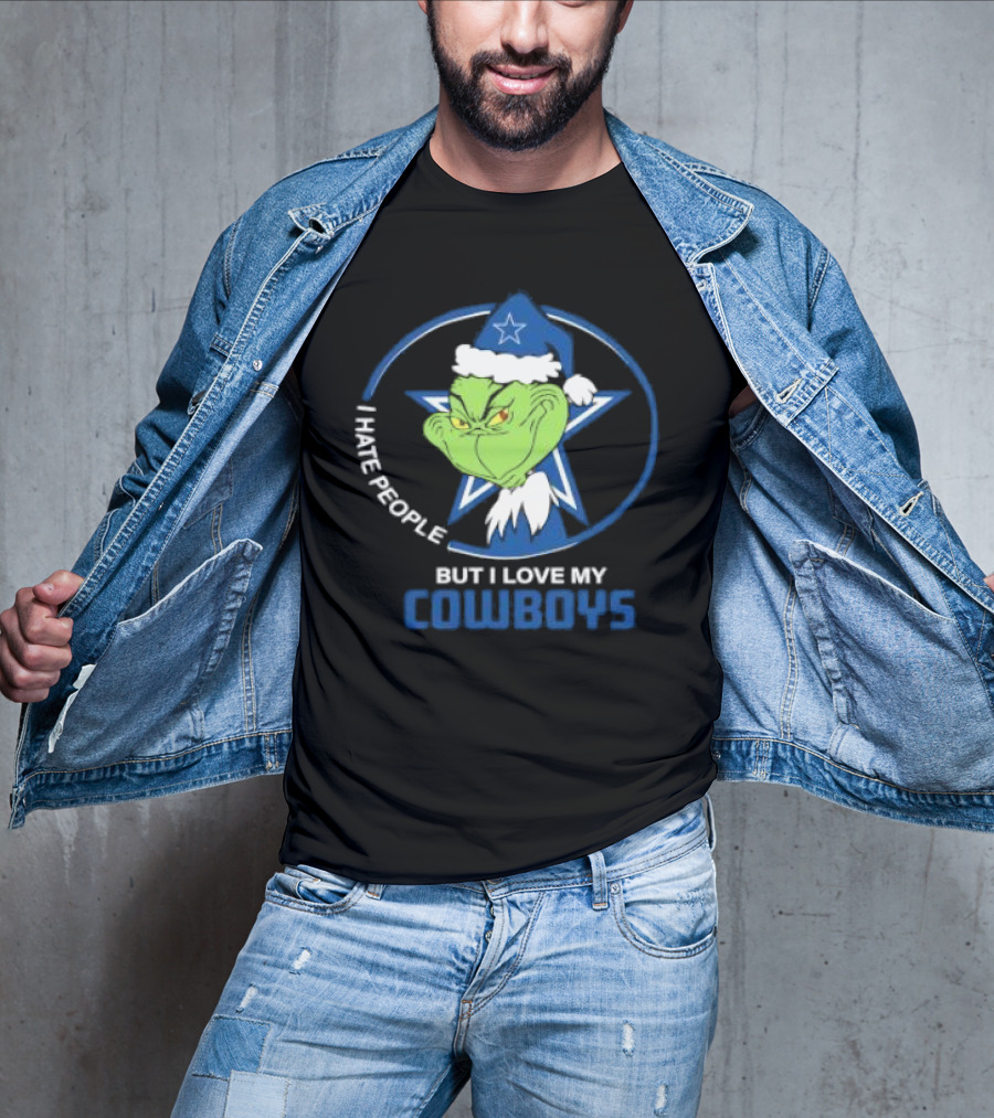 Dallas Cowboys Christmas Grinch I Hate People But I Love My Cowboys T-Shirt