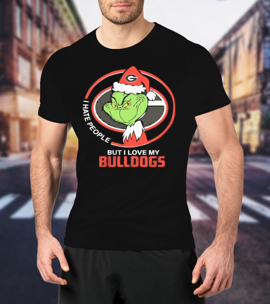 Georgia Bulldogs Christmas Grinch I Hate People But I Love My Bulldogs T-Shirt