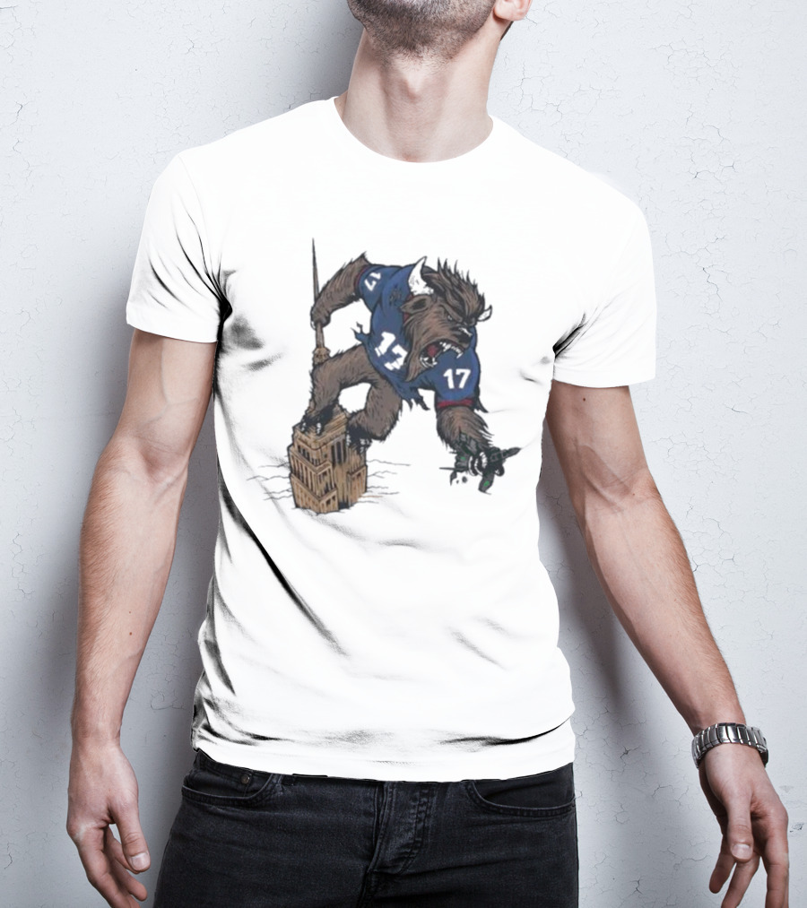 Buffalo Bills King Of New York Mascot Towering Beast Number 17 T-Shirt