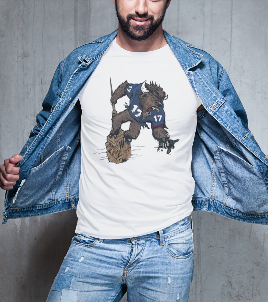 Buffalo Bills King Of New York Mascot Towering Beast Number 17 T-Shirt