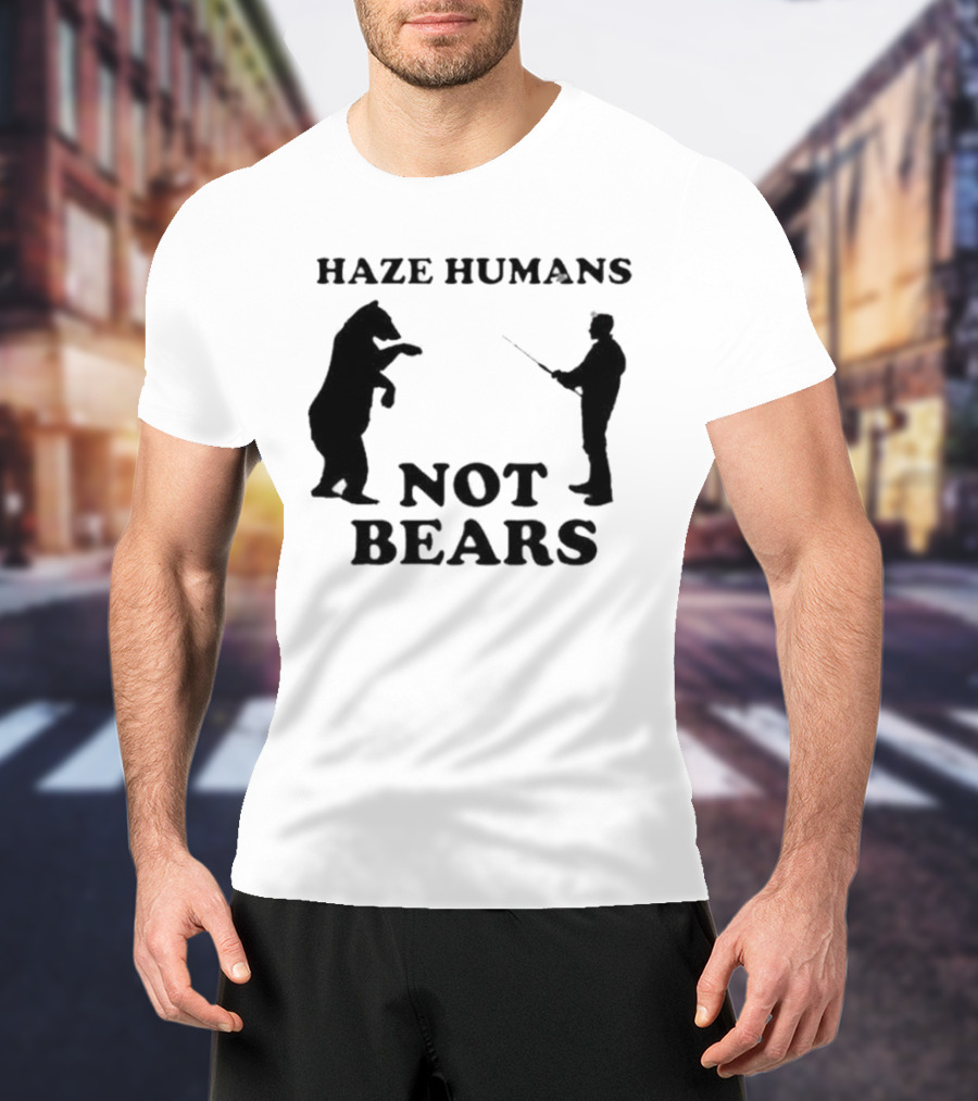Haze Humans Not Bears Silhouette Of Person And Bear Confrontation T-Shirt