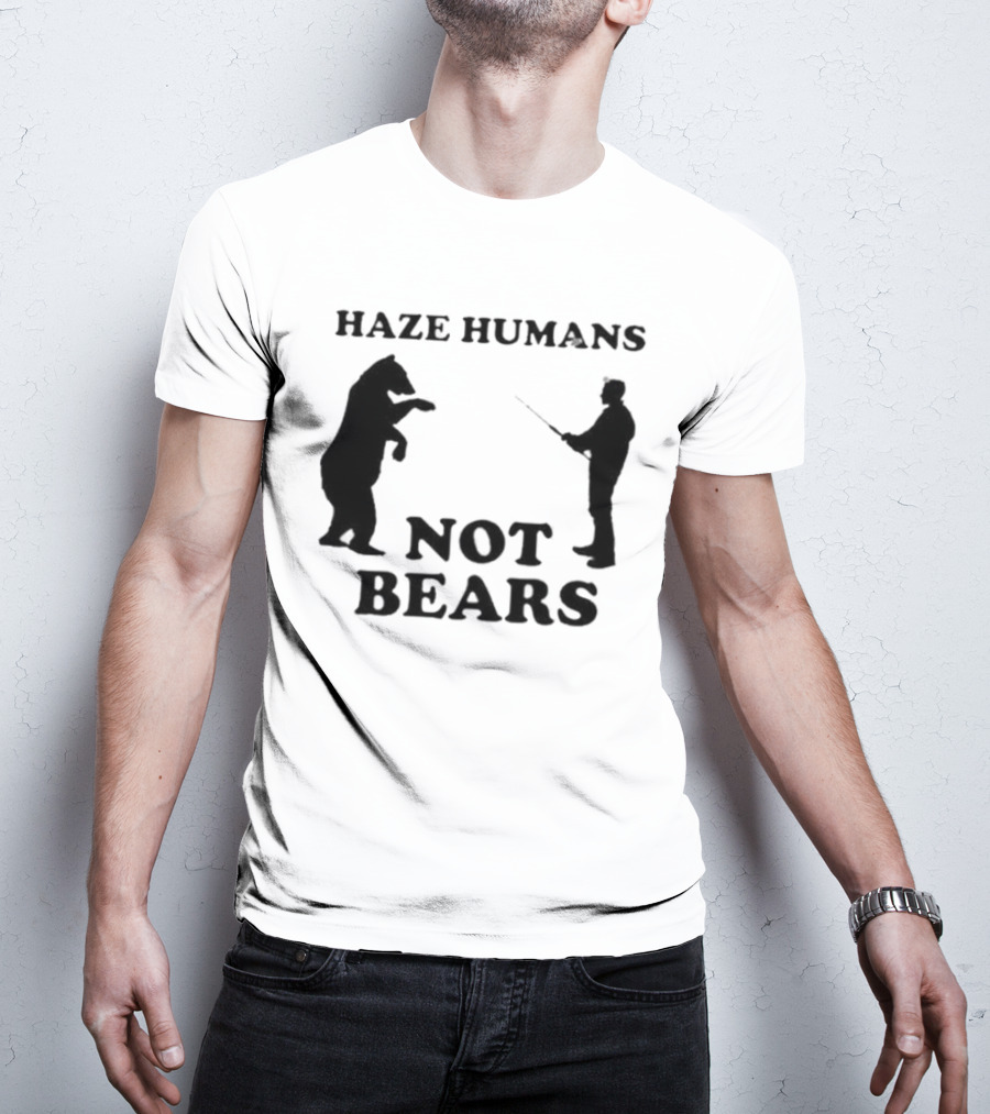 Haze Humans Not Bears Silhouette Of Person And Bear Confrontation T-Shirt