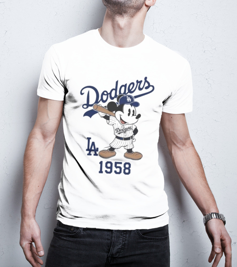 Mickey Mouse Los Angeles Dodgers 1958 LA Baseball T-Shirt