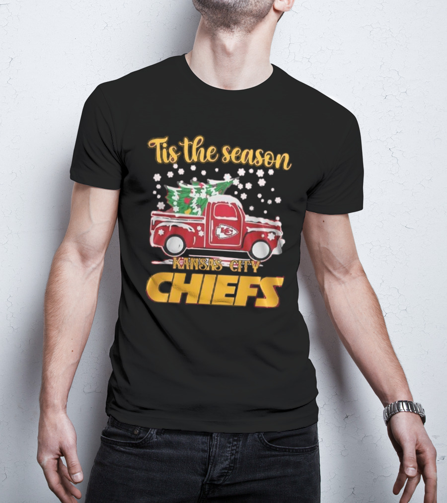 Tis The Season Kansas City Chiefs Christmas Truck Snowflakes T-Shirt