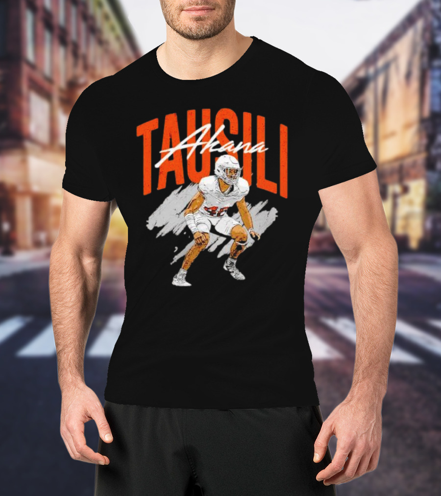 Tausili Akana Texas Longhorns Player Football Action T-Shirt