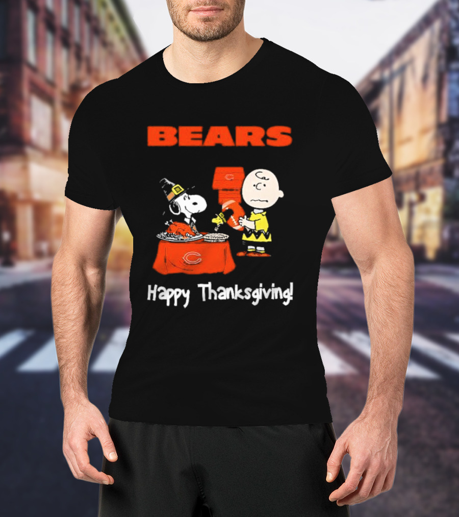 BEARS Chicago Charlie Brown And Snoopy Happy Thanksgiving T-Shirt