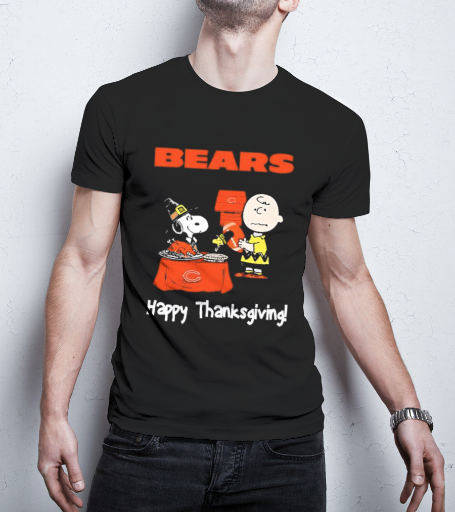 BEARS Chicago Charlie Brown And Snoopy Happy Thanksgiving T-Shirt