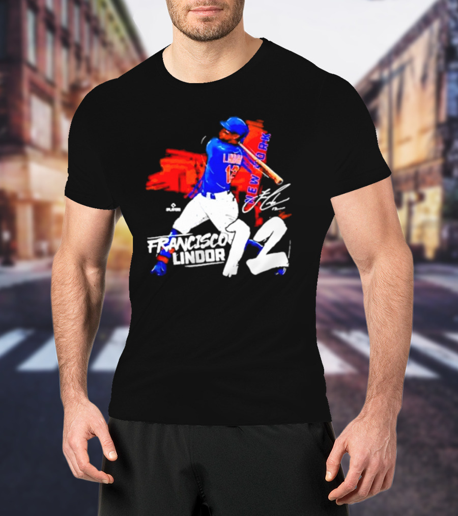 FRANCISCO LINDOR NEW YORK METS NUMBER 12 SIGNATURE HIT T-Shirt