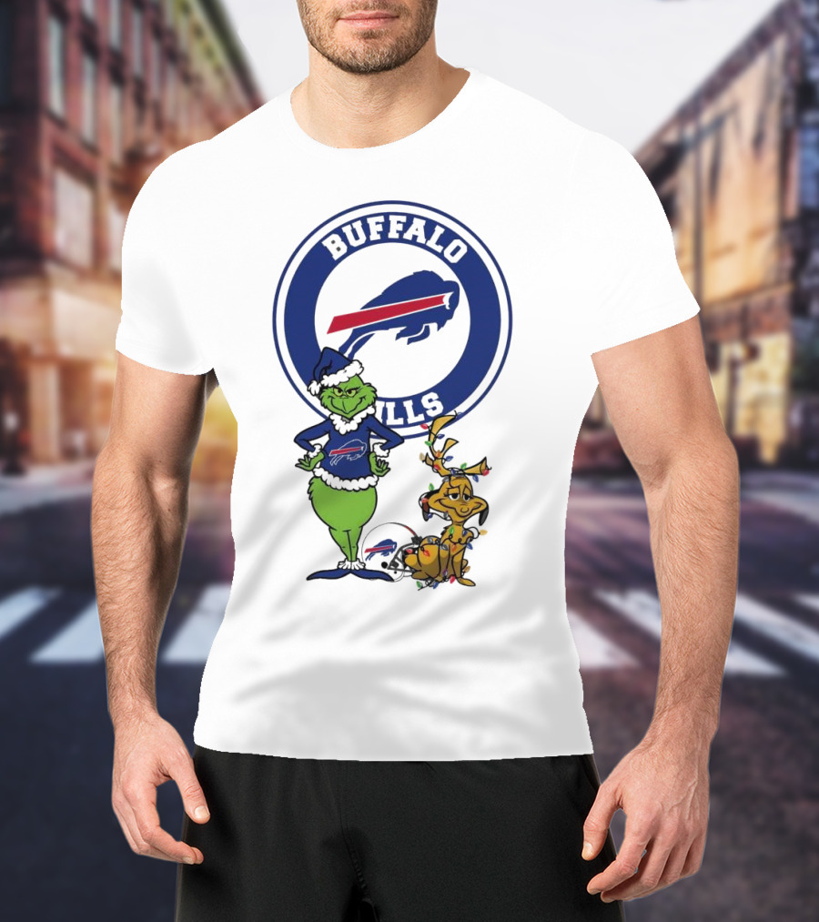 Buffalo Bills Grinch And Max Merry Christmas T-Shirt