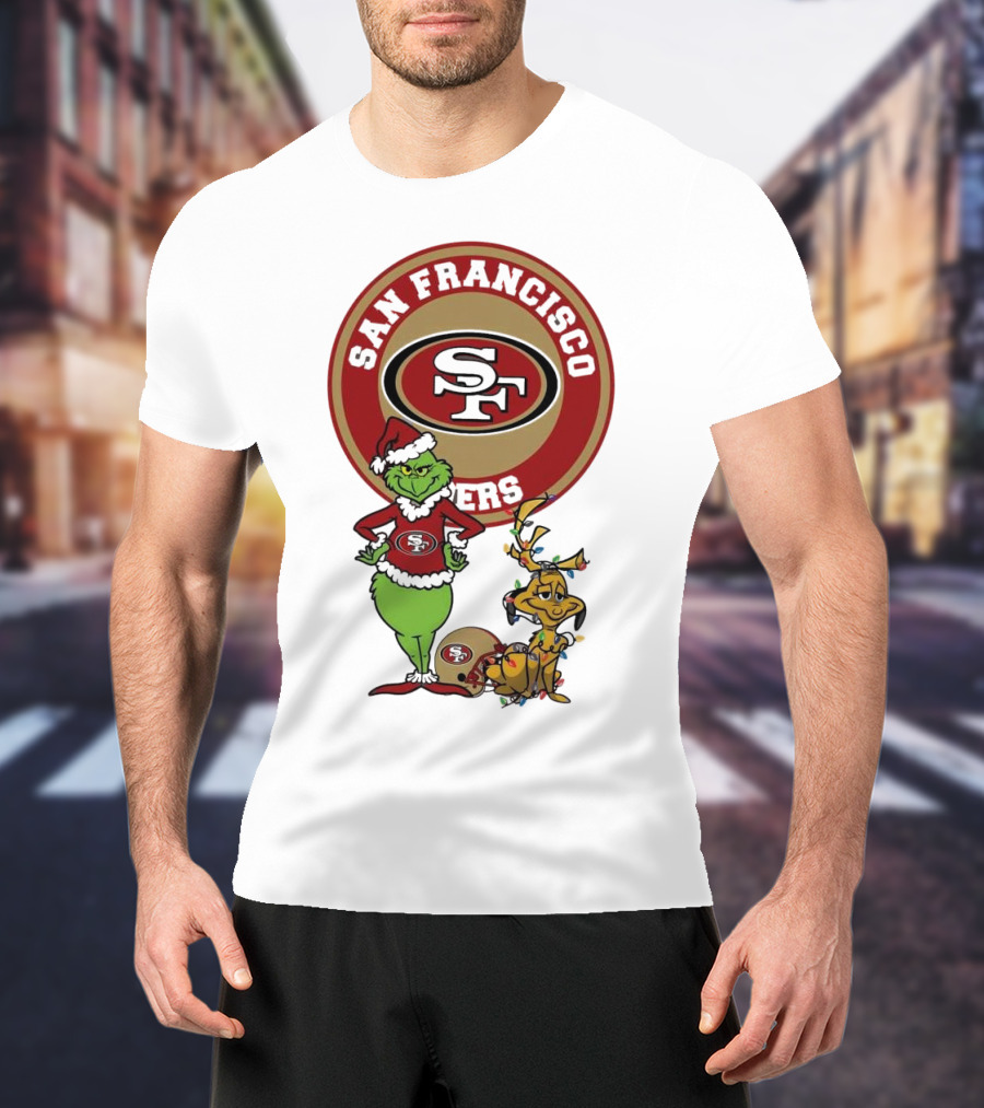 San Francisco 49ers Grinch And Max Merry Christmas T-Shirt