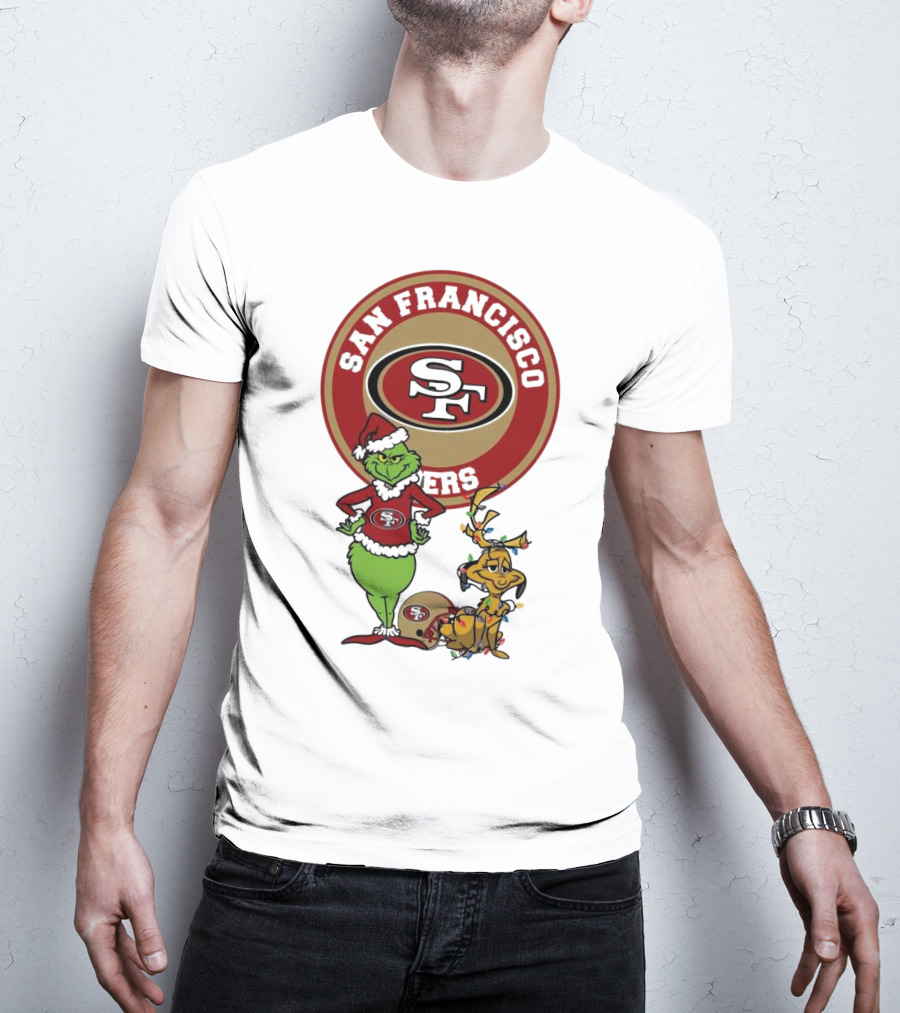 San Francisco 49ers Grinch And Max Merry Christmas T-Shirt