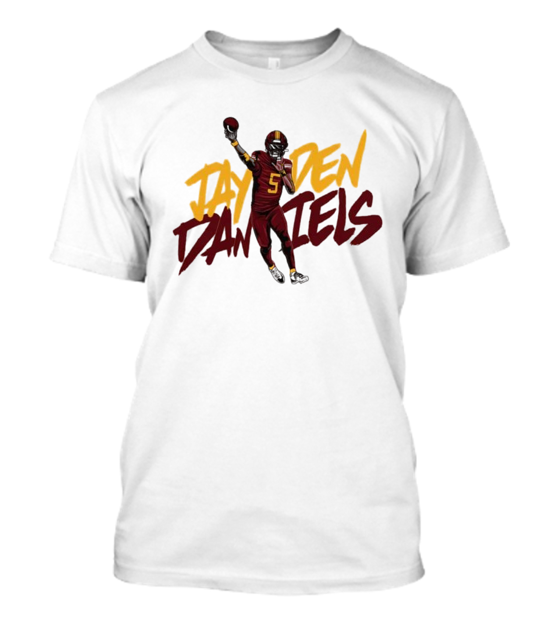 Jayden Daniels Washington Commanders Player Cartoon Football 5 T-Shirt