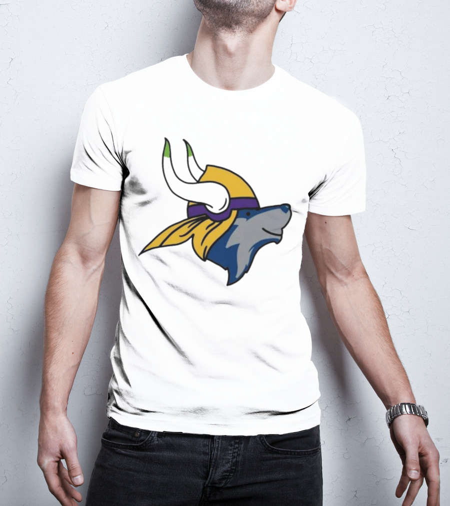Minnesota Timbervikes Wolf And Viking Helmet Mashup T-Shirt
