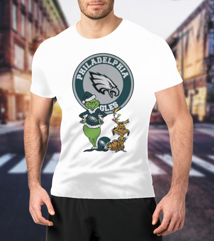 Philadelphia Eagles Grinch Max Merry Christmas T-Shirt