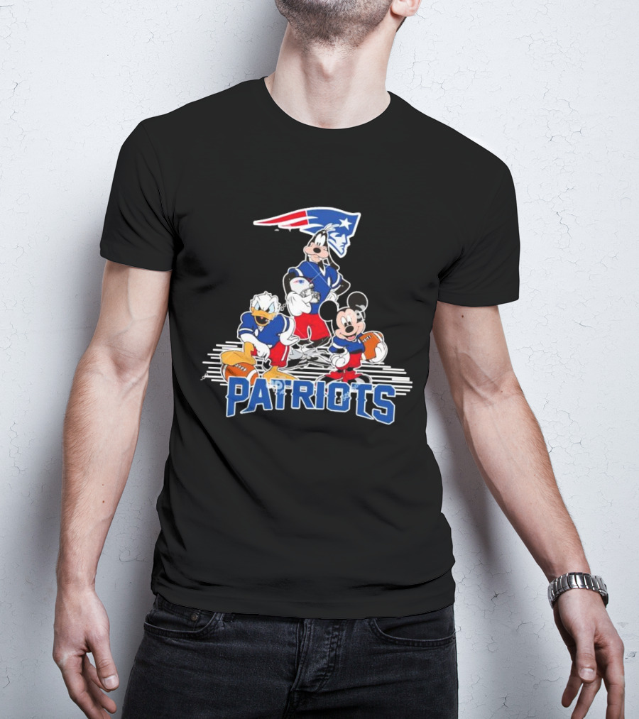 Mickey Donald Goofy Patriots Football Disney Crossover T-Shirt