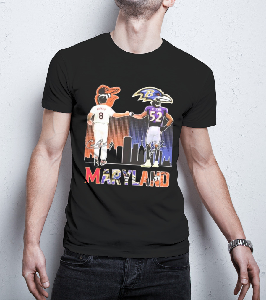 Maryland Sports Baltimore Orioles Ripken Baltimore Ravens Lewis Signatures T-Shirt