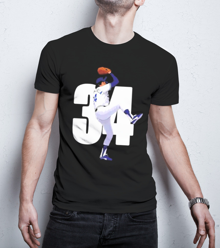 34 Fernando Valenzuela Pitcher Los Angeles Dodgers T-Shirt
