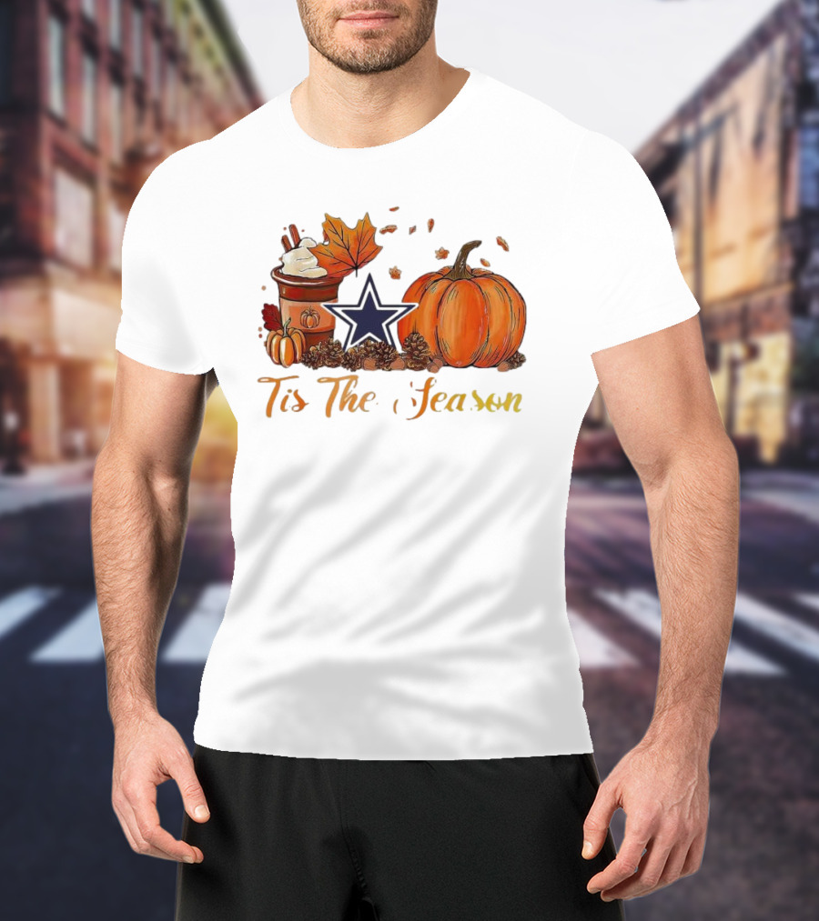 Dallas Cowboys Tis The Season Pumpkin Latte Autumn Decor T-Shirt