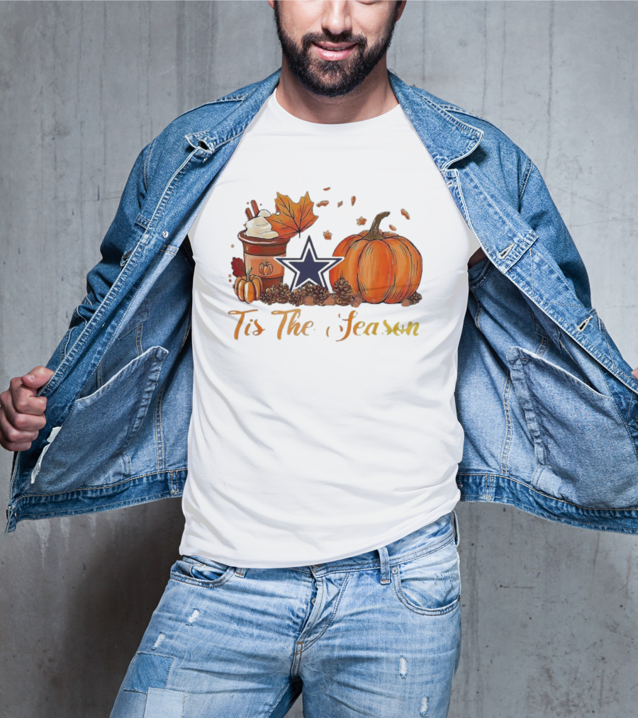 Dallas Cowboys Tis The Season Pumpkin Latte Autumn Decor T-Shirt
