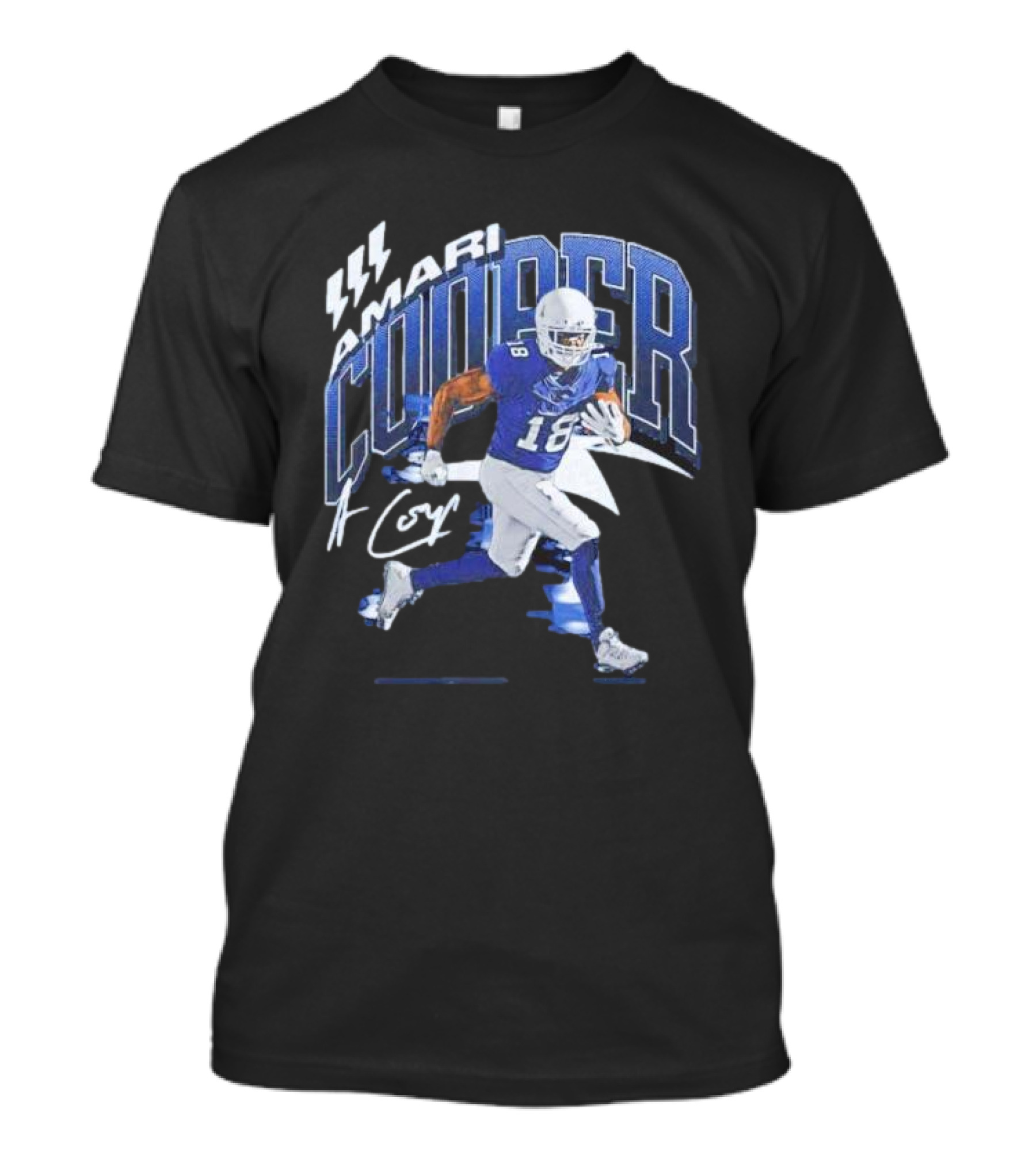 Amari Cooper Signature Football Player 18 With Energetic Blue T-Shirt