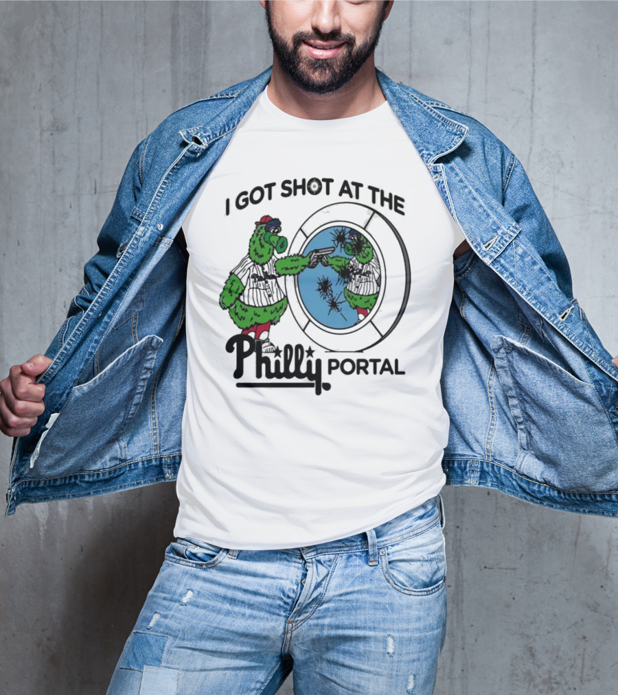 I Got Shot At The Philly Portal With Phillie Phanatic And Reflective Mirror Image T-Shirt