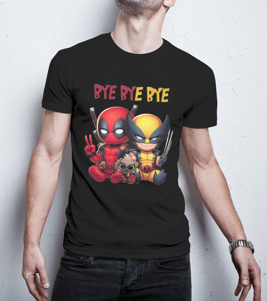 Deadpool Wolverine Bye Bye Bye Best Song For Hero Cute Chibi T-Shirt