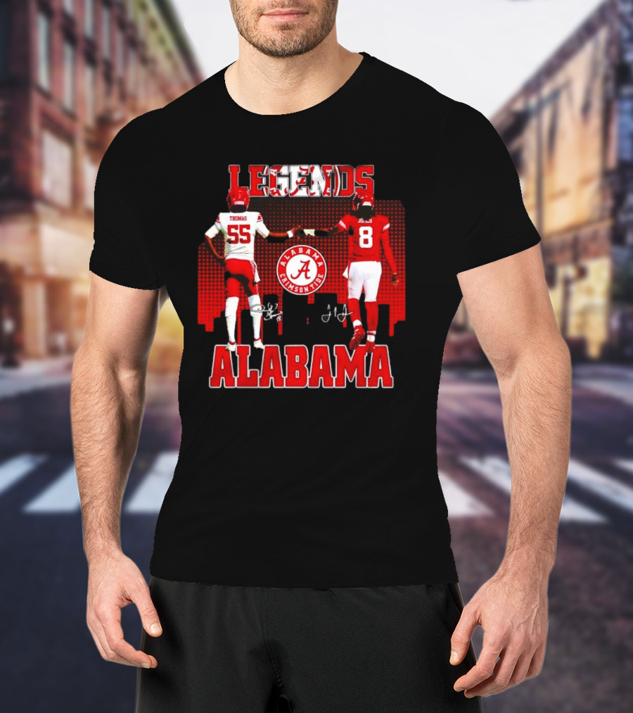 Alabama Crimson Tide Legends Thomas And Jones Signatures Cityline Red T-Shirt