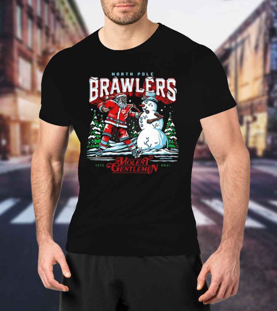 North Pole Brawlers Violent Gentlemen ESTD MMXI Christmas T-Shirt