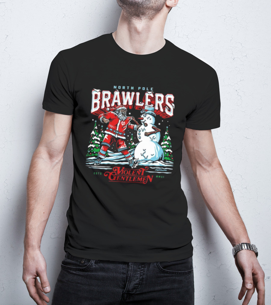 North Pole Brawlers Violent Gentlemen ESTD MMXI Christmas T-Shirt