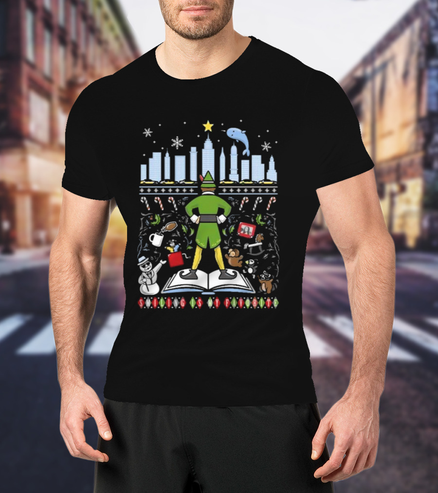 Smiling Is My Favorite Elf New York Christmas T-Shirt
