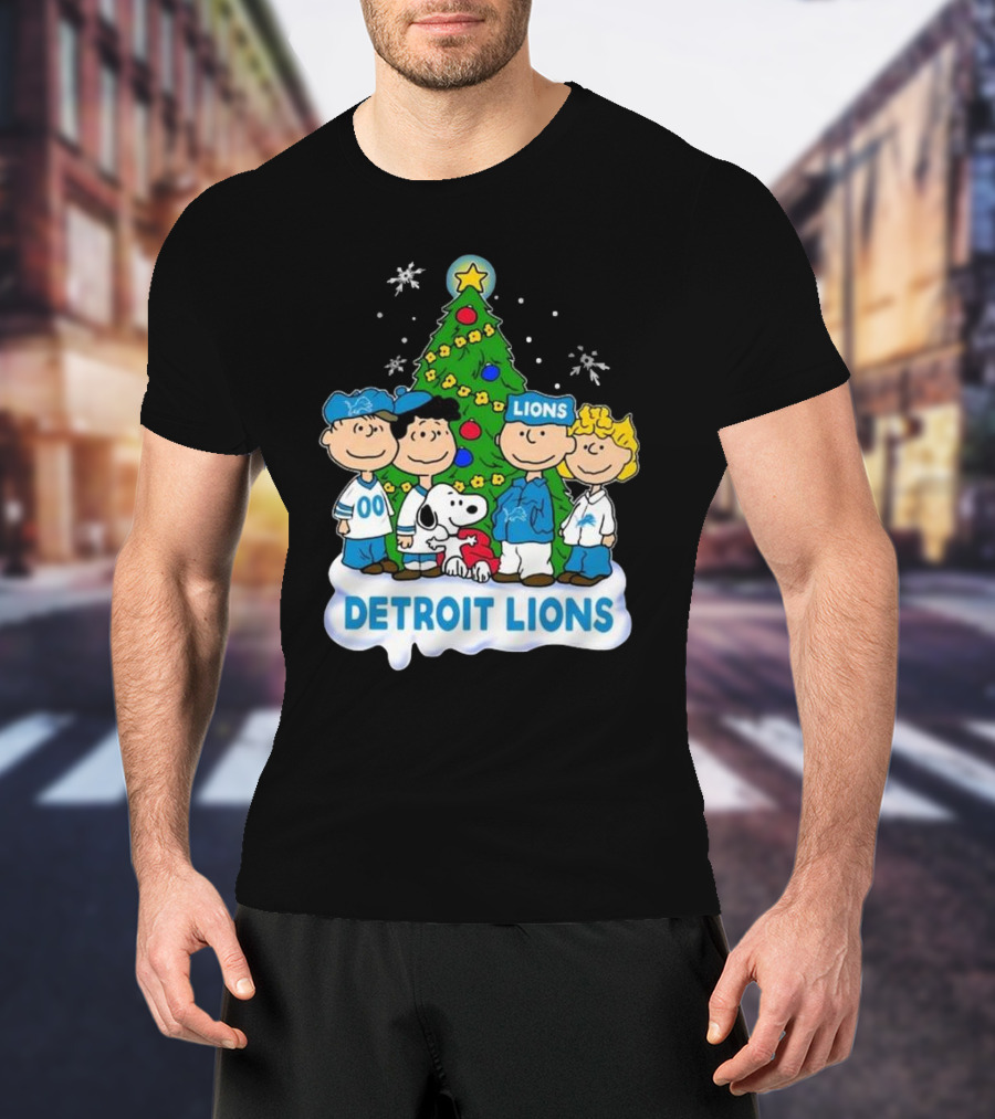 Detroit Lions Peanuts Merry Christmas T-Shirt