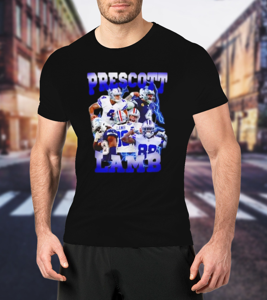 Prescott Lamb Dallas Cowboys Football Stars Collage T-Shirt