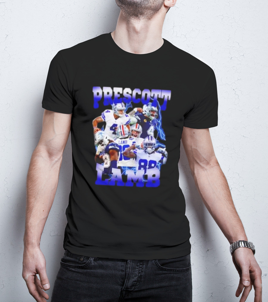 Prescott Lamb Dallas Cowboys Football Stars Collage T-Shirt