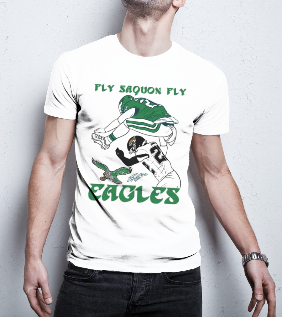 Fly Saquon Fly Eagles Reverse Hurdle Saquon Barkley Jarrian Jones T-Shirt