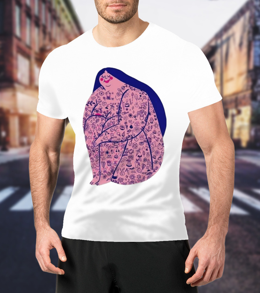 Marie Boiseau Tatouée Pink Figure With Detailed T-Shirt