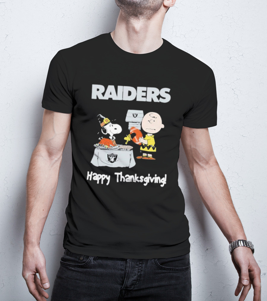 Raiders Charlie Brown Snoopy Happy Thanksgiving T-Shirt
