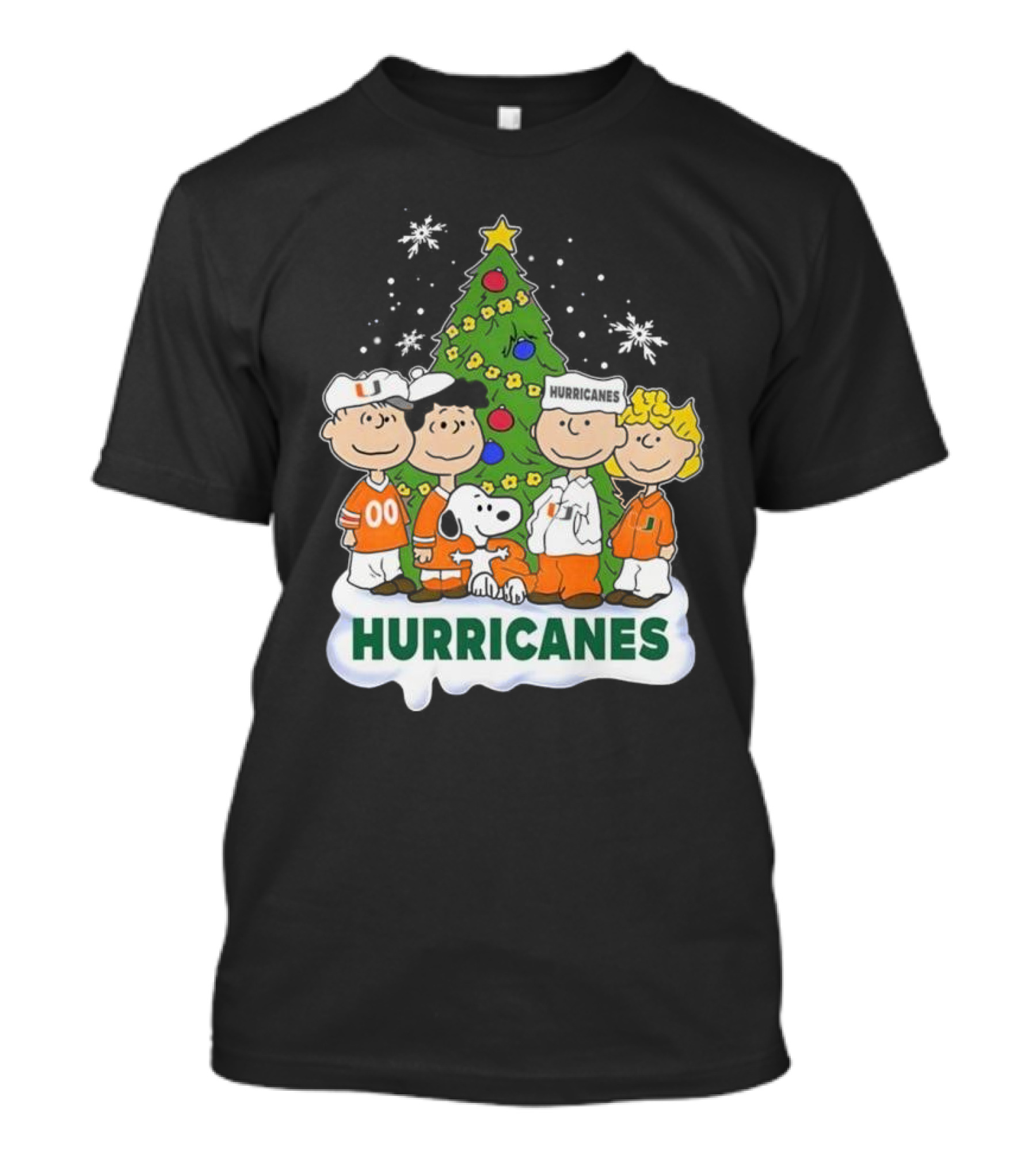 Miami Hurricanes Snoopy And Friends Christmas Tree T-Shirt