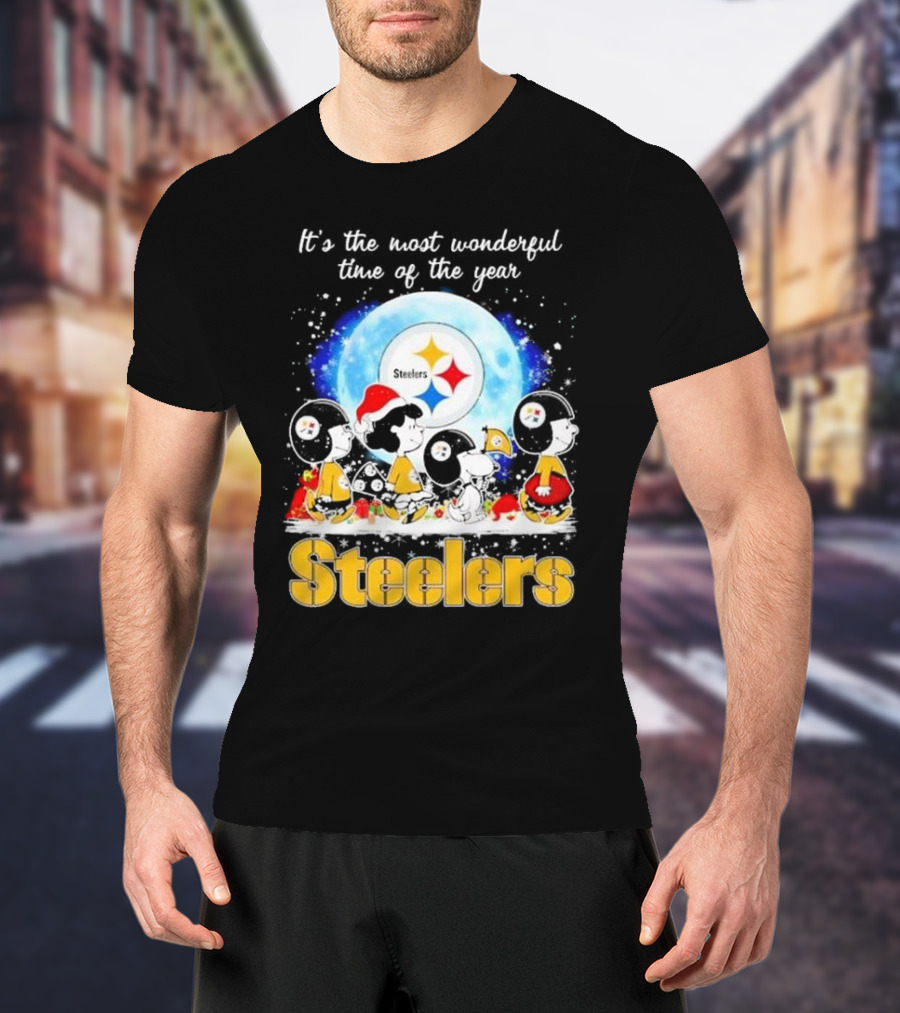 Peanuts Steelers Christmas It's The Most Wonderful Time Of The Year T-Shirt