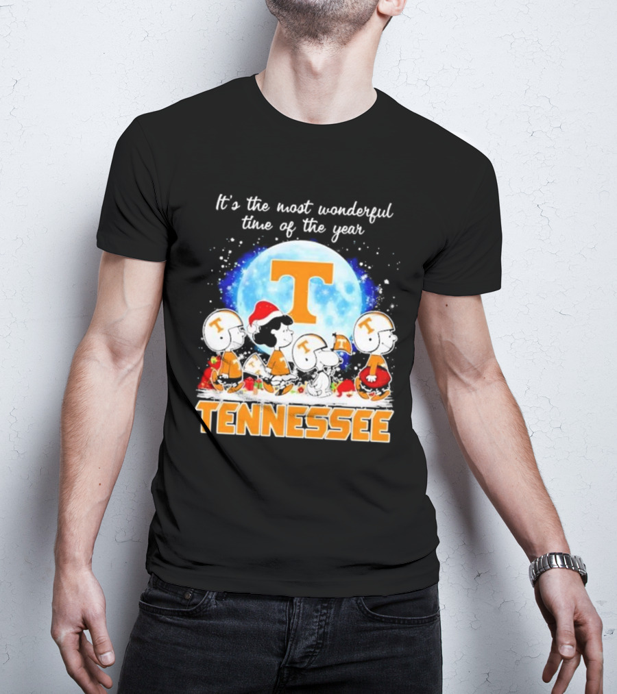 Peanuts Tennessee Volunteers It's The Most Wonderful Time Of The Year Christmas Snoopy Woodstock Lucy Moon T-Shirt