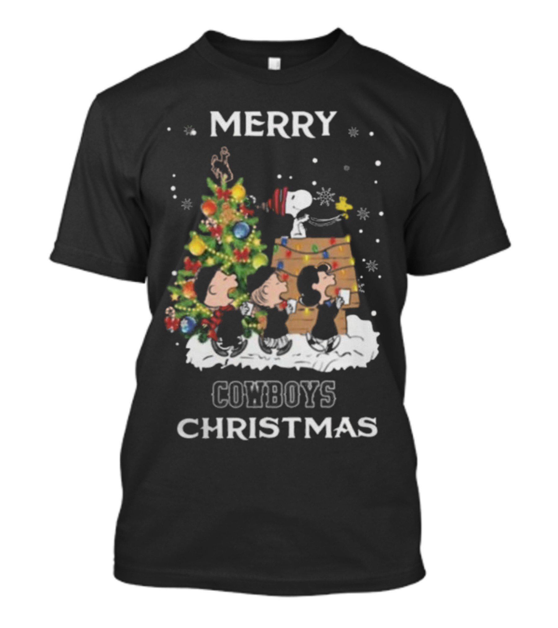 Merry Cowboys Christmas With Snoopy And Friends Christmas Tree T-Shirt