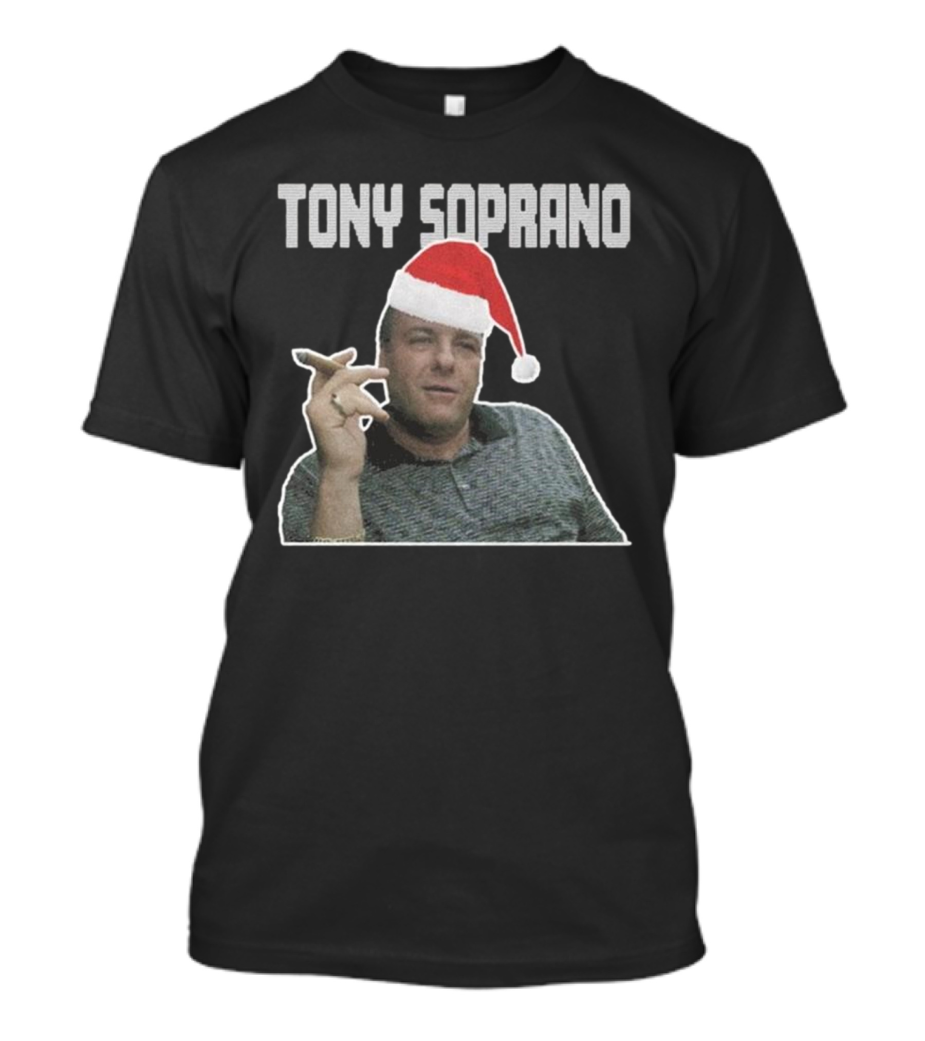 Tony Soprano Merry Fuhgeddaboudit Christmas Santa Hat T-Shirt