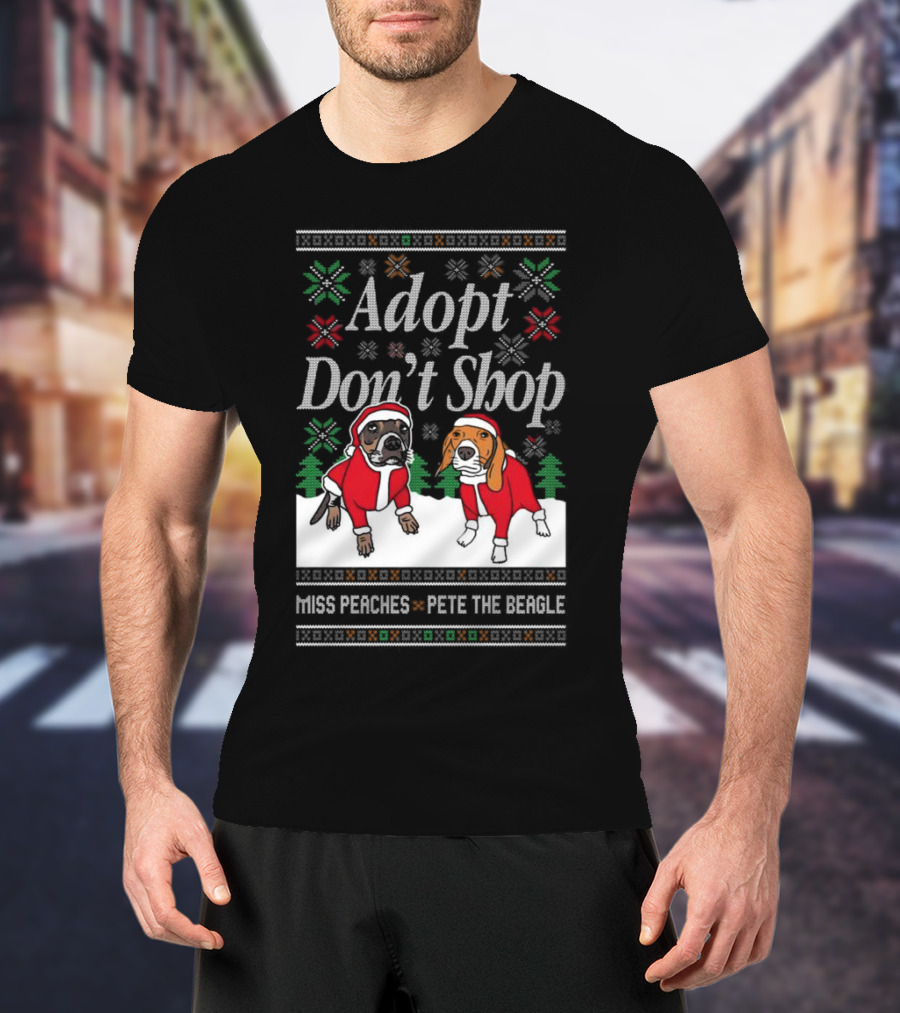 Adopt Don’t Shop Miss Peaches Pete The Beagle Christmas T-Shirt