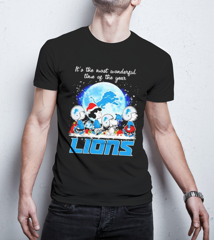 Peanuts Detroit Lions Christmas It’s The Most Wonderful Time Of The Year T-Shirt